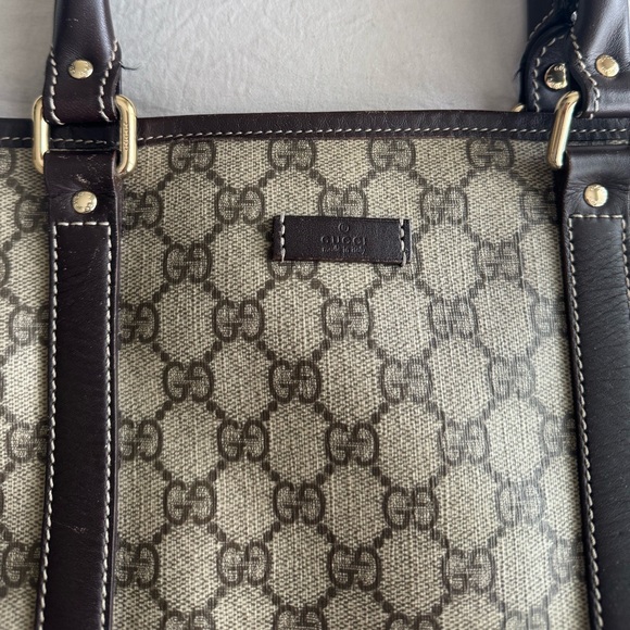 GUCCI | Coated Canvas Men’s Travel Tote Bag Leather Handle GG Print - Picture 3 of 13